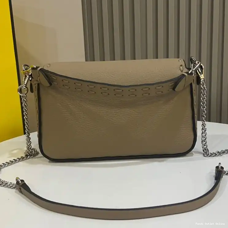 Affordable Leather Bag Selleria Khaki In Cuoio Baguette Fendi Romano Mini 0514